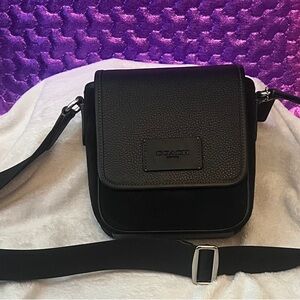 Coach Black Pebbled Leather Messenger Crossbody